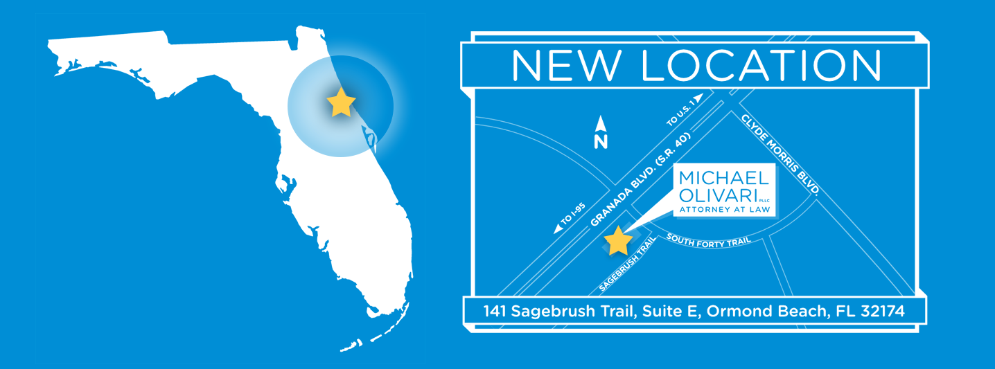 Olivari Law's new location, 141 Sagebrush Trail, Suite E, Ormond Beach, FL 32174